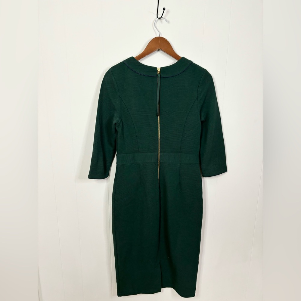 Boden green mia ottoman ribbed knit midi dress 3/4 sleeve dress size 8 long - Picture 4 of 5